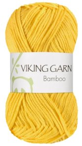Bamboo färg 0641 skarpt gul viking garn bambu bomull mjukt garn handarbetsboden örebro